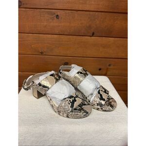 Anne Klein  faux leather snakeskin block heel sandals Sz 7.5 NIB
